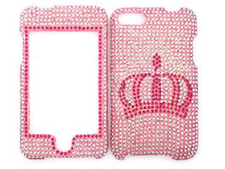 CROWN PINK DIAMOND BLING CRYSTAL FACEPLATE CASE COVER APPLE iTOUCH 2ND 