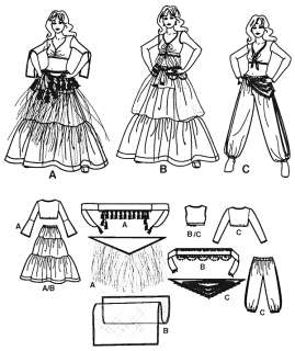   Belly Dance, Harem Girl Costume Simplicity 3832 Sewing Pattern  