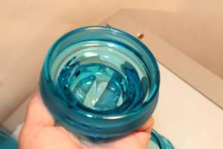   BLUE GLASS w Ground Lid CANISTER Candy Drugstore APOTHECARY JAR  