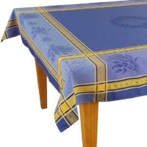   Blue Jacquard Double Woven Cotton Tablecloth 63 x 98