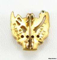     10k Yellow Gold Pearl vintage sorority Greek Lamp Pin Badge  