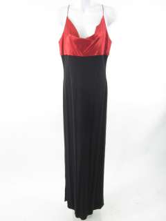 KAY UNGER Black Red Spaghetti Strap Long Dress Sz 8  