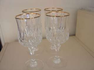 Wine Glasses Cristal dArques Longchamp Gold Glasses 24% French 