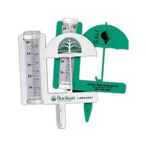 Umbrella rain gauge, measures rainfall in inches and / or centimeters.