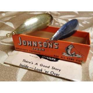 Vintage Fishing Lure   Lot of 2 Metal Johnsons Spoon In Original Box 