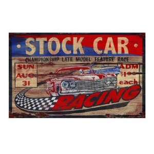  Customizable Stock Car Racing Vintage Style Wooden Sign 