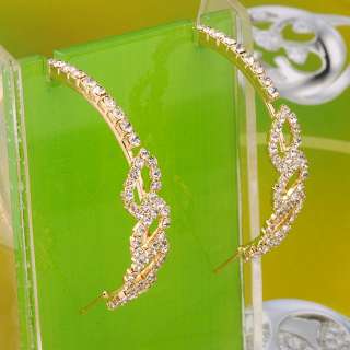 Swarovski Crystal Gold tone Earrings,14K Gold Plated GP Sparkling Hoop 