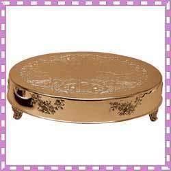 14 Round Wedding Gold Plate Cake Stand Plateau, New  