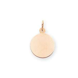  14k Gold Rose Gold Plain Round Disc Charm Jewelry