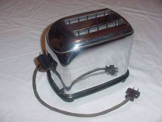 Vintage Deco Chrome Toastmaster Sleek 2 Slice Toaster, Works  