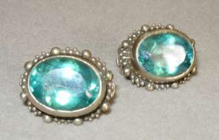   Dweck Rare Vintage Silver Earrings Topaz Indicolite color  