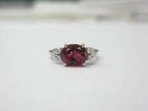 Fine Gorgeous 2.60CT Pink Tourmaline Diamond Plat Ring  