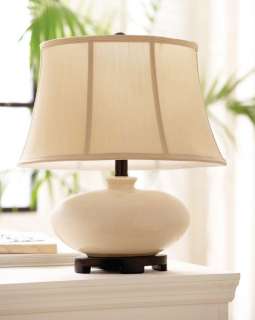 CBK Pair of Ivory Crackle Elliptical Table Lamps 90713  