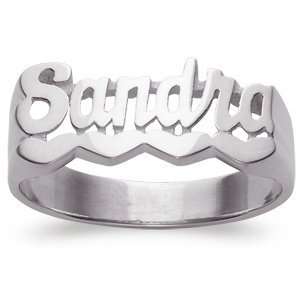 Sterling Silver Large Script Heart Name Ring   Personalized Jewelry