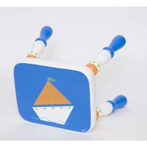  Orange and Blue Sailboat Step Stool