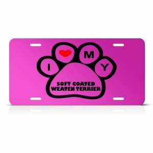 Soft Coated Wheaten Terrier Dog Dogs Pink Animal Metal License Plate 