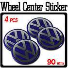 4PCS Aluminium VW Wheel Centre Caps Badges Stickers 90mm GOLF PASSAT 