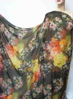 Lazer Print Floral Dress Making Chiffon Fabric by Yards  