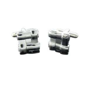  Silver Woven Edge Square Cufflinks 