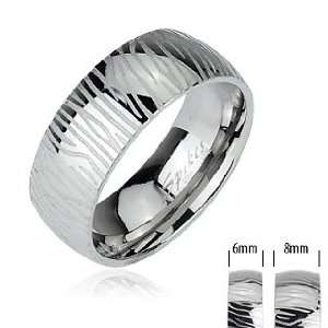 316L Stainless Steel Ring with Zebra Pattern Engrave Accent   Size5