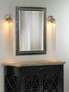 Contemporary Large SILVER LEAF Wall Mirror Vanity Mantle Beaded Modern 