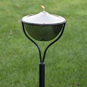 Large Etched Stainless Steel Garden Torch with Traditional Yard Stake 