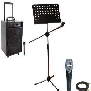 and Stand Package   PWMA1080I 800 Watt VHF Wireless Portable PA System 