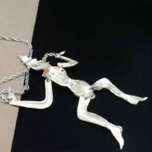 Siamese Dancer Necklace Jointed at Hips and Shoulders Unsigned Vintage 