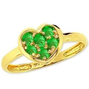   Gem Studded Sweet Heart Promise Ring Emerald, size7 diViene Jewelry