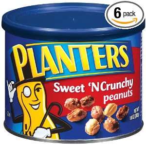 Planters Sweet N Crunchy Peanuts, 10 Ounce Canisters (Pack of 6)