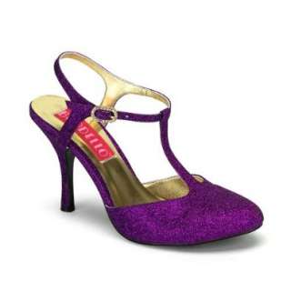   Purple Glitter Sandal Pump Shoes Sexy High Heel T Strap Shoes Shoes