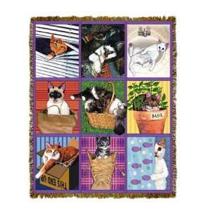  Cats Playing Tapestry Throw Blanket