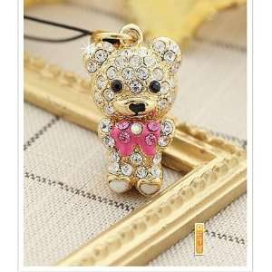  Lovely crystal teddy bear phone charm 