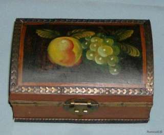 Wood & Metal Fruit Decor Trinket / Jewelry Box  
