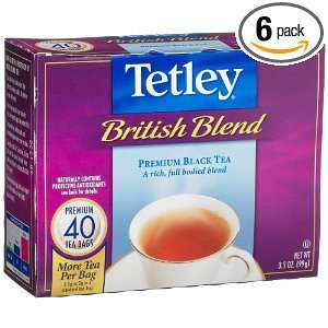 Tetley British Blend Premium Black Tea, 40 Count Tea Bags (Pack of 6 