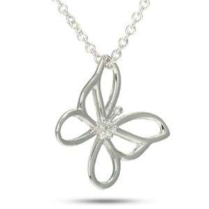   Tiffany Inspired Sterling Silver CZ Butterfly Animal Necklace Jewelry