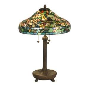  Tiffany TT90428 Tiffany Table Lamp, Antique Verde and Art Glass Shade