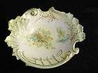 Germany china cake plate lotus mold yellow roses violets luster finish 