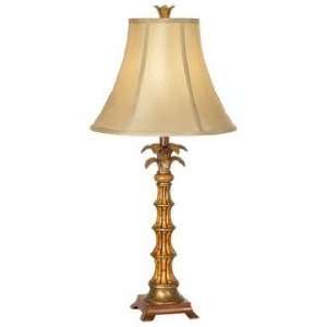  Faux Bamboo Palm Bell Shade Table Lamp