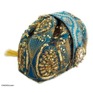  Silk handbag, Turquoise Sparkle