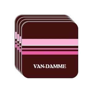 Personal Name Gift   VAN DAMME Set of 4 Mini Mousepad Coasters (pink 