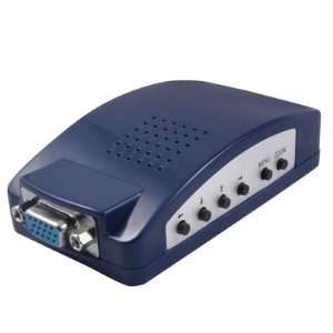   PC VGA to AV TV RCA Video Converter Adapters Box Blue Electronics