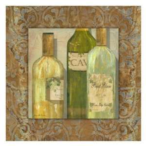 Wine Bottles with Border White by Grace Pullen. Size 12.00 X 12.00 Art 