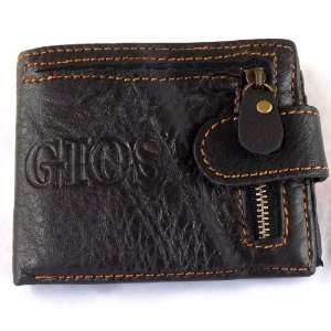  Cowhide Leather Mens Bifold Wallet from Thailand /Dark 