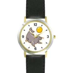 com Seal with Ball Animal   WATCHBUDDY® DELUXE TWO TONE THEME WATCH 