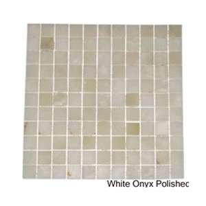   4x4 Sample of 1x1 White Onyx Polished Mosaics Tiles 